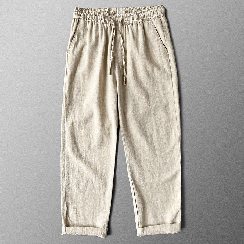 High-end Pure Asian Men's Four Seasons Fleece-lined Lycra Pants - cloud line
