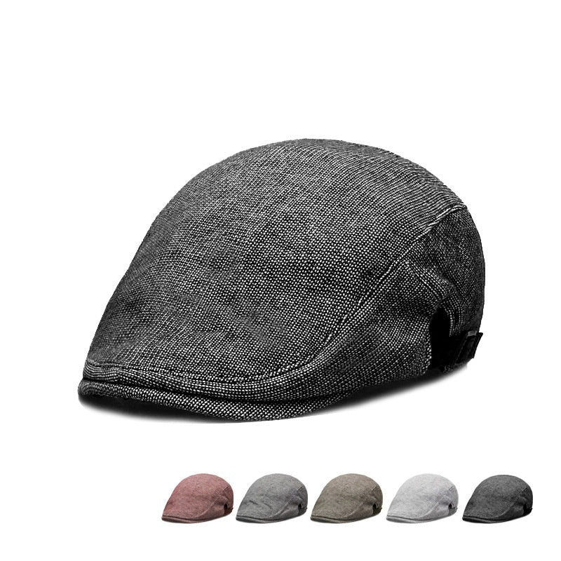 Spring, Autumn And Winter Pure Color Warm Keeping Cotton And Linen Breathable Beret Men - cloud line