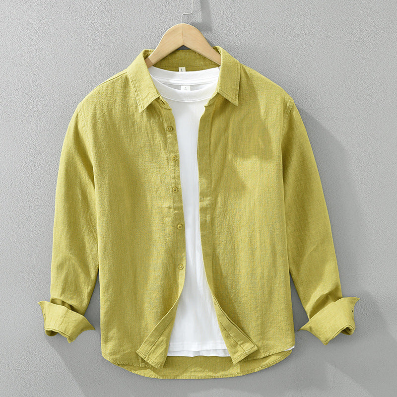 Long Sleeve Shirt Men's Fashion Casual Artistic Loose Linen Top - cloud line