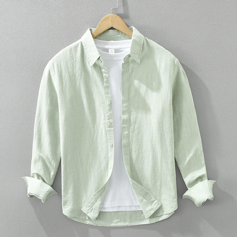 Long Sleeve Shirt Men's Fashion Casual Artistic Loose Linen Top - cloud line