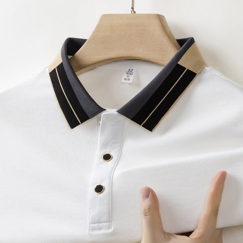 Men’s Classic Polo Shirt – Premium Cotton, Slim Fit, Designer Collar Trim - cloud line