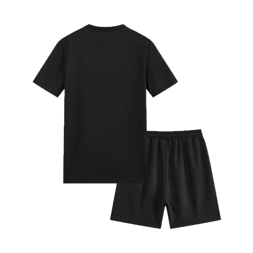 Waffle Texture Short Sleeve Blouse And Pants Men's Summer - cloud line