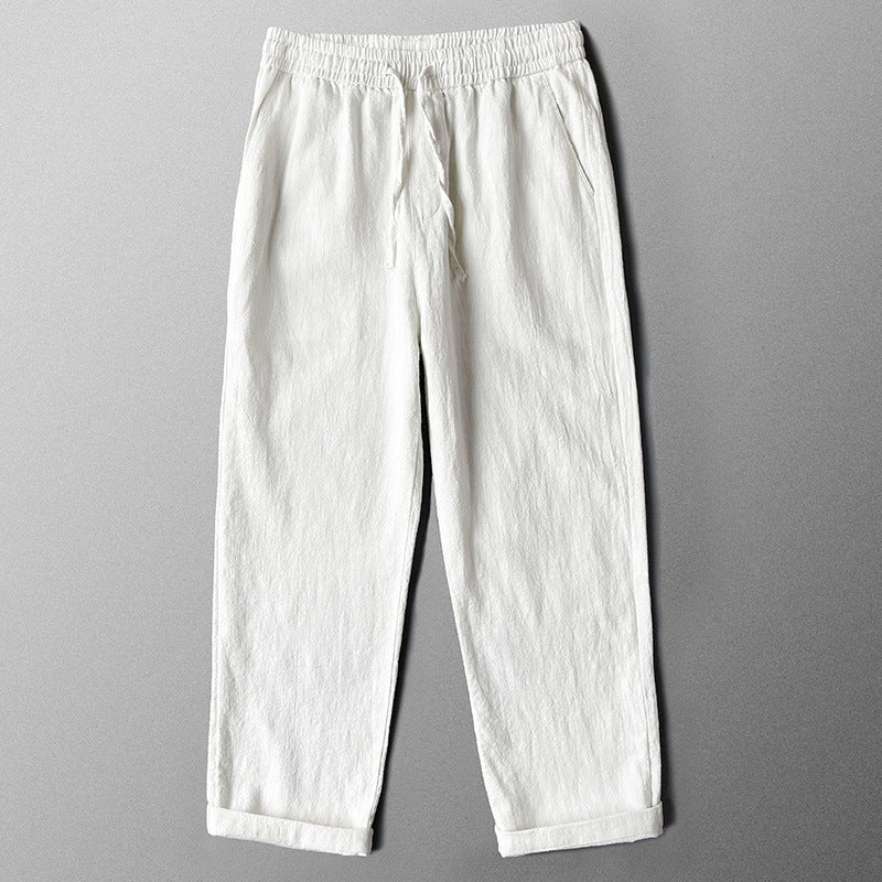 High-end Pure Asian Men's Four Seasons Fleece-lined Lycra Pants - cloud line