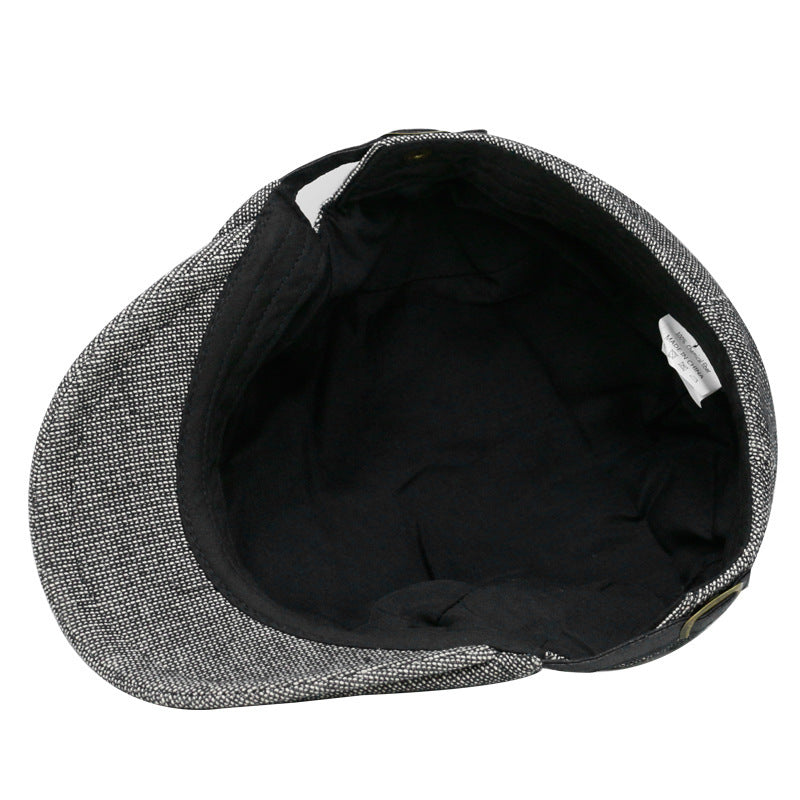 Spring, Autumn And Winter Pure Color Warm Keeping Cotton And Linen Breathable Beret Men - cloud line