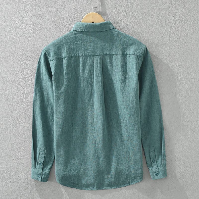 Long Sleeve Shirt Men's Fashion Casual Artistic Loose Linen Top - cloud line