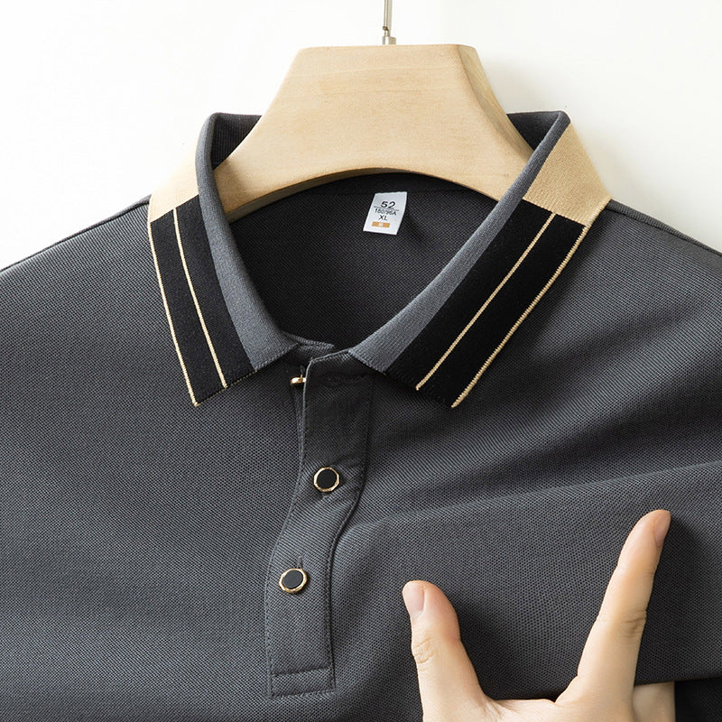Men’s Classic  Polo Shirt – Premium Cotton, Slim Fit, Designer Collar Trim - cloud line